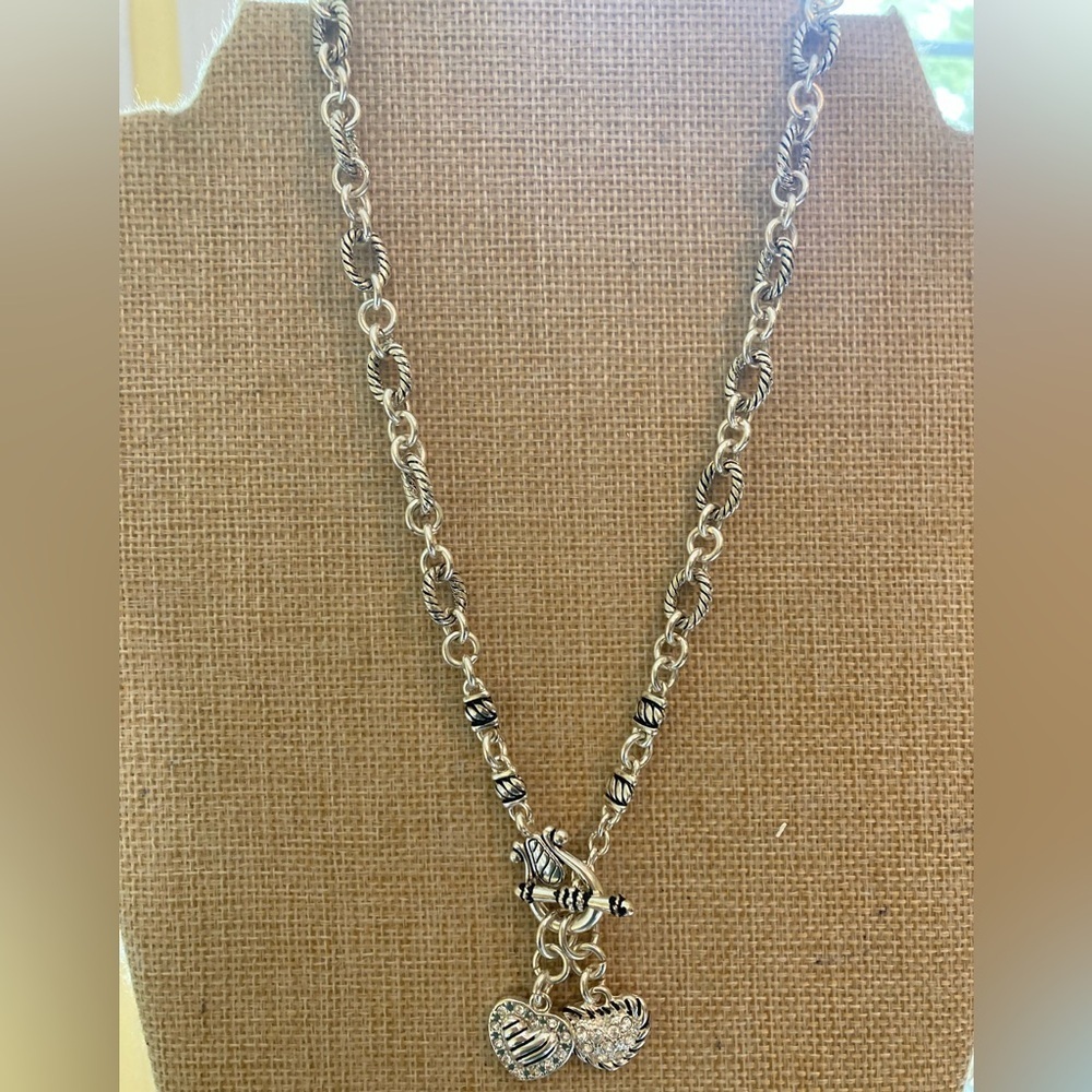 Premier Designs Ornate Necklace‎ with Dangling Heart Charms Front Toggle - Picture 7 of 8